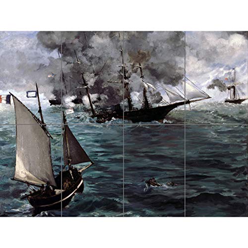 Artery8 Manet Battle USS Kearsarge Css Alabama Painting XL Giant Panel Poster (8 Sections) Battaglia Nave degli Stati Uniti Pittura Manifesto