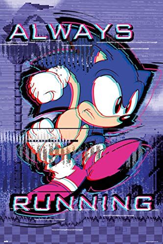 Grupo Erik : Poster Sonic Always Running   Poster da parete Sonic The Hedgehog, 6x9,5cm, carta lucida   Poster da muro, incorniciabile   Poster gamer, poster sonic, poster gaming