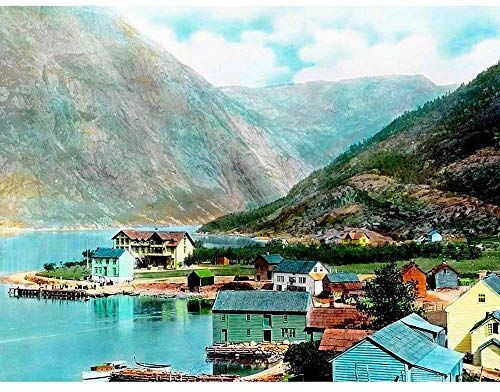 Wee Blue Coo Vintage Photography Colour Tint Eidfjord Norway Scenic Village Fjord Art Print Poster Wall Decor 12X16 Inch Vintage ▾ fotografia Colore Norvegia panoramico Villaggio Manifesto Parete