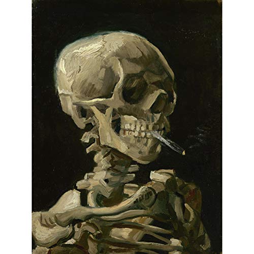 Wee Blue Coo Van Gogh Head Skeleton Burning Cigarette Large Wall Art Poster Print Thick Paper 18X24 Inch Parete Stampa poster