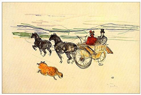 ArtPlaza Toulouse-Lautrec Carriage Decorative Panel, Wood MDF, Multicolour, 90x60 Cm