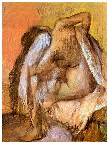 ArtPlaza Degas Edgar Seated female nude drying neck Decorative Panel, Wood MDF, Multicolour, 60x80 Cm