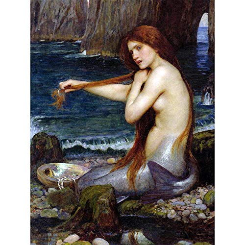 Wee Blue Coo John William Waterhouse Mermaid Old Master Painting Art Print Poster Wall Decor 12X16 Inch