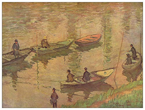 ArtPlaza Monet Claude Fishermen on the Seine at Poissy  Decorative Panel, Wood MDF, Multicolour, 80x60 Cm