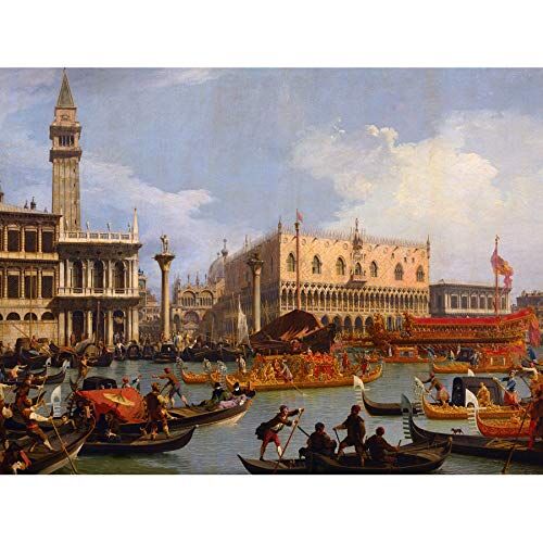 Wee Blue Coo Painting Cityscape Venice Canaletto Bucentaur Return Pier Large Art Print Poster Wall Decor 18x24 inch