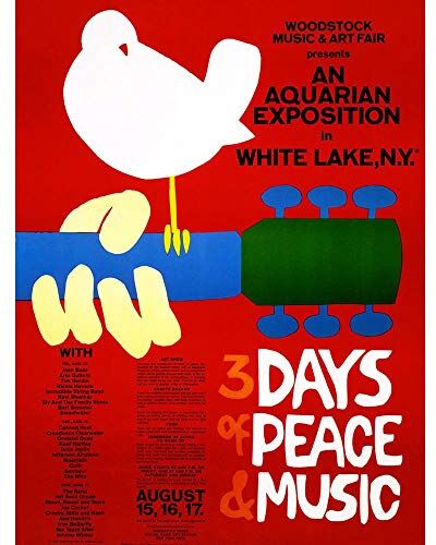 Wee Blue Coo Music Festival Concert Woodstock Ny Peace Colomba Love Legend Art Print Poster Decorazione da parete 30 x 40 cm