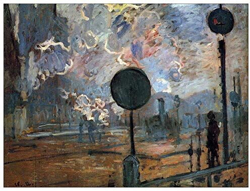 ArtPlaza Monet Claude Outside the station Saint-Lazare, The signal  Decorative Panel, Wood MDF, Multicolour, 80x60 Cm