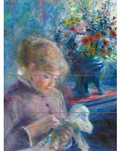 Artery8 Renoir Young Woman Sewing Painting XL Giant Panel Poster (8 Sections) Giovane Donna Pittura Manifesto