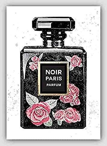 Perfume Noir Pink Roses 1 Poster stampa artistica, 61 cm di larghezza x 91 cm di altezza, marmo nero