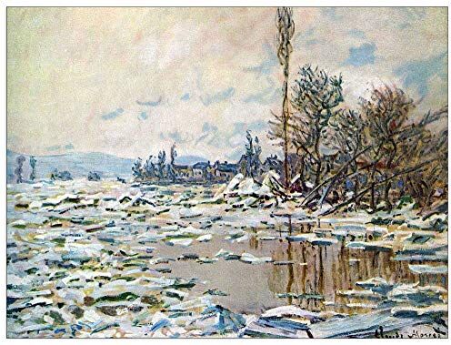 ArtPlaza Monet Claude Break Up of Ice Decorative Panel, Wood MDF, Multicolour, 80x60 Cm