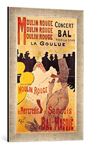 kunst für alle 'IMMAGINE incorniciata di Henri De Toulouse – Lautrec " – Poster advertising' La goulue 'at the Moulin Rouge, 1893, stampa artistica, 40 x 60 cm, nel quadro immagini fatti a mano di alta qualità argento Raya