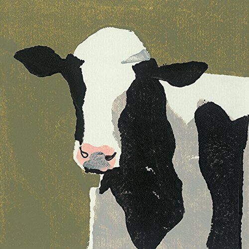 L' Arte Gruppo Julia Burns (Friesian Cow) – Stampa su Tela 30 x 30 cm, Legno, Multicolore, 30 x 30 x 1.3 cm