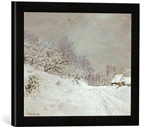 kunst für alle 'IMMAGINE incorniciata di Claude Monet "Environs de Honfleur. Neige. (la route devant la ferme Saint saint-siméon, L Hiver), stampata nel quadro immagini fatti a mano di alta qualità, 40 x 30 cm, colore: nero opaco