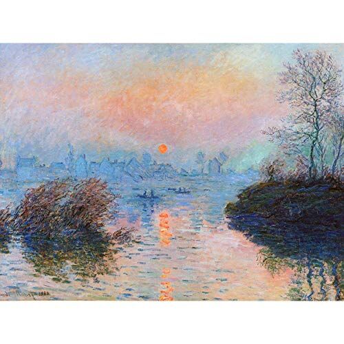Wee Blue Coo Monet Sunset Seine Lavacourt Winter Large Wall Art Poster Print Thick Paper 18X24 Inch Tramonto Inverno Parete Stampa poster
