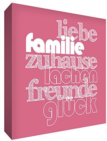 Little Helper Feel Good Art  Quadro da parete in tela con scritta Amore e famiglia, 24,5 x 24,5 cm, colore: Rosa