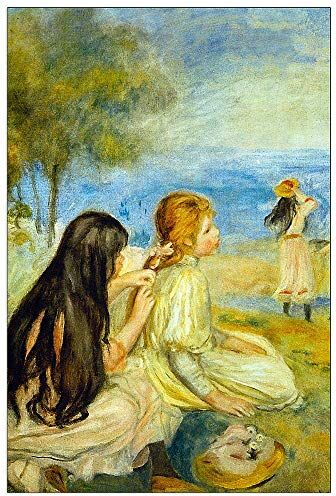 ArtPlaza Renoir Pierre-Auguste Girls by the Seaside Decorative Panel, Wood MDF, Multicolour, 60x90 Cm