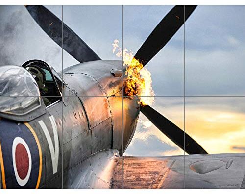 Artery8 Taylor Military UK Spitfire TE311 Fighter Plane Photo XL Giant Panel Poster (8 Sections) Militare Regno Unito Combattente Aereo Fotografia Manifesto