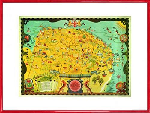 1art1 Carte Stampa D'Arte e Cornice (Plastica) Norfolk Map (80 x 60cm)