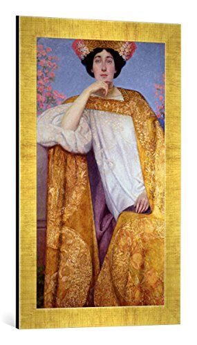 kunst für alle 'IMMAGINE incorniciata di Gustav Klimt "Portrait of a Woman in a golden Dress, Painted in collaboration with Ernst Klimt (1864 – 92) Franz fango (1861 – 1942) and His Stud, stampata, 40 x 60 cm, nel quadro immagini fatti a mano di alta qual