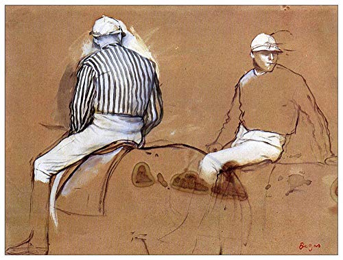ArtPlaza Degas Edgar Two jockeys Decorative Panel, Wood MDF, Multicolour, 80x60 Cm