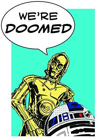 Komar Quadro da Parete Star Wars Classic Comic Quote Droids, per cameretta dei Bambini, Decorazione, Stampa Senza Cornice Disponibile in 3 Misure, Multicolore,