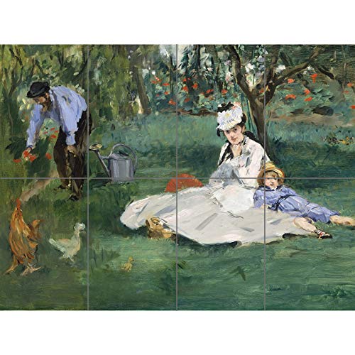 Artery8 Manet Monet Family In Their Garden Argenteuil Painting XL Giant Panel Poster (8 Sections) Famiglia Giardino Pittura Manifesto