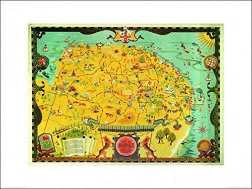 1art1 Carte Poster Norfolk Map Stampa D'Arte 80x60 cm