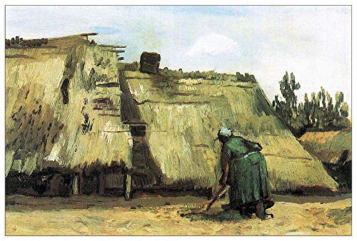 ArtPlaza Van Gogh Vincent Farmhouse with farmer digging Decorative Panel, Wood MDF, Multicolour, 90x60 Cm