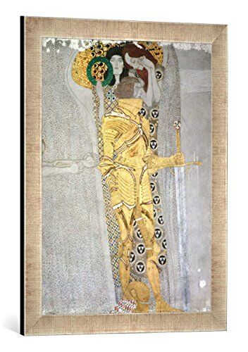 kunst für alle 'IMMAGINE incorniciata di Gustav Klimt "The Knight dettaglio of The Beethoven Frieze, Said To Be A Portrait Of Gustav Mahler (1860 – 1911), 1902, stampata, 40 x 60 cm, nel quadro immagini fatti a mano di alta qualità argento Raya