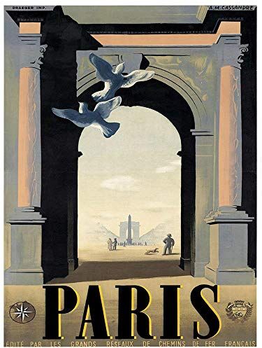 Wee Blue Coo Travel Paris France Cleopatra Needle Arc Triomphe Concorde Colomba Art Print Poster Decorazione da parete 30,5 x 45,5 cm