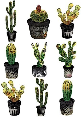 ART Stampa su Tela Sofie Rolfsdotter Cacti, Cotone, Multicolore, 1.80 x 30.00 x 40.00 cm