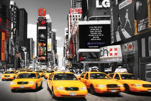 1art1 Empire  New York Yellow Cabs Night Poster 91,5 x 61 cm Poster Stampa