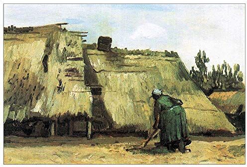 ArtPlaza Van Gogh Vincent Farmhouse with farmer digging Decorative Panel, Wood MDF, Multicolour, 135x90 Cm