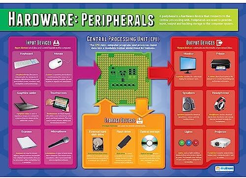 Daydream Education Periferiche   Poster di informatica   Carta lucida laminata misura 850 mm x 594 mm (A1)   Poster STEM per la classe   Schede educative