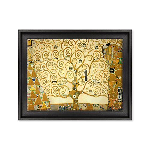 ConKrea Quadro su Tela Canvas INTELAIATO con Cornice L'Albero della Vita Gustav Klimt Cultura Arte Art Nouveau Stile Liberty 30x40cm Stile Contemporaneo Nero (cod.)