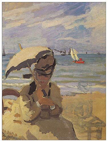 ArtPlaza Monet Claude Camille Monet on the beach at Trouville Decorative Panel, Wood MDF, Multicolour, 90x120 Cm