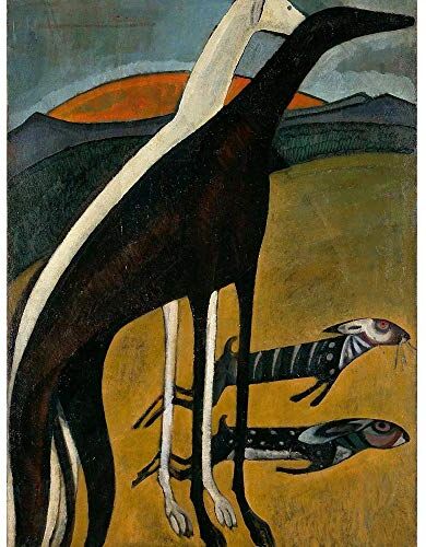 Wee Blue Coo De Souza-Cardoso Greyhounds Art Print Poster Wall Decor 12X16 Inch