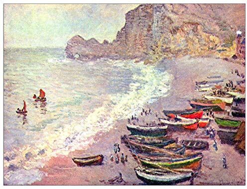 ArtPlaza Monet Claude Eitretat, the beach and La Porte d'Amont Decorative Panel, Wood MDF, Multicolour, 80x60 Cm