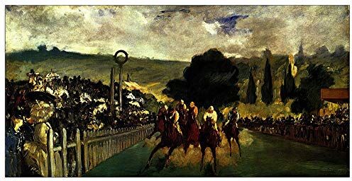 ArtPlaza Manet Édouard Race at Longchamp  Decorative Panel, Wood MDF, Multicolour, 100x50 Cm