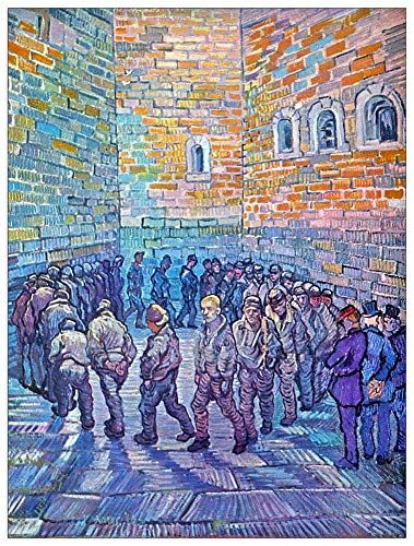 ArtPlaza Van Gogh Vincent Prisoners walking the Round Decorative Panel, Wood MDF, Multicolour, 90x120 Cm