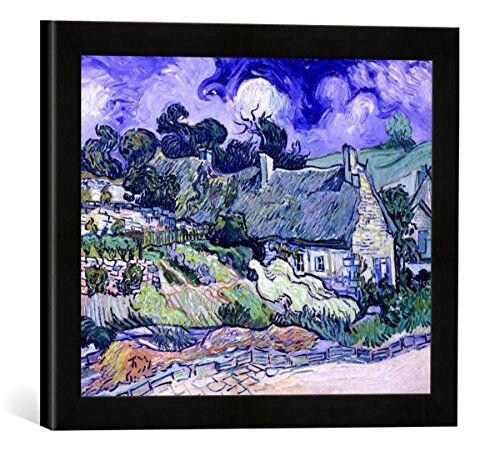 kunst für alle 'IMMAGINE incorniciata di Vincent van Gogh "That Torched Cottages at Cord eville, Auvers di creil-nogent-sur-oise, 1890, stampata nel quadro immagini fatti a mano di alta qualità, 40 x 30 cm, Nero Opaco