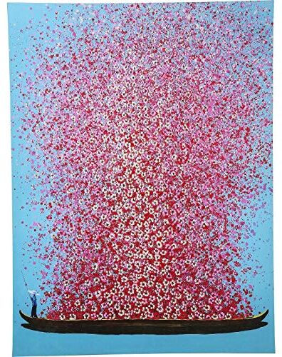 KARE Design quadro, Touched Flowers, blu/rosa, decorazione murale, dettagli dipinti a mano primavera, fiori, atmosfera serena, stile universale elegante,160x120x4cm (A/L/P)