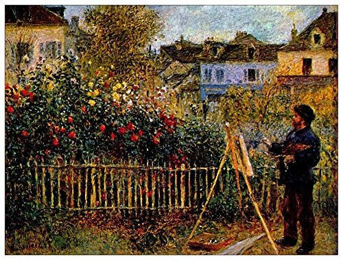 ArtPlaza Monet Claude Monet painting in his garden in Argenteuil Decorative Panel, Wood MDF, Multicolour, 120x90 Cm