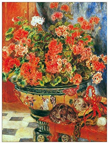 ArtPlaza Renoir Pierre-Auguste Geraniums and cats Decorative Panel, Wood MDF, Multicolour, 60x80 Cm