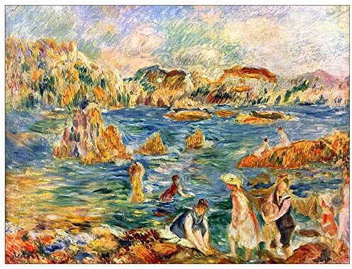 ArtPlaza Renoir Pierre-Auguste At the beach of Guernesey Decorative Panel, Wood MDF, Multicolour, 80x60 Cm