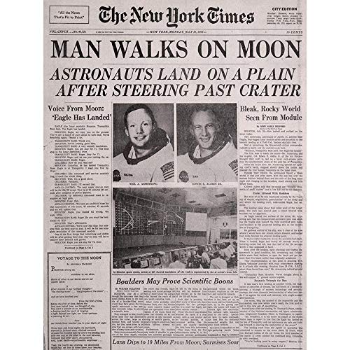 Wee Blue Coo Vintage Space Newspaper Moon Aldrin Armstrong Art Print Poster Wall Decor 12X16 Inch