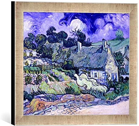 kunst für alle 'IMMAGINE incorniciata di Vincent van Gogh "That Torched Cottages at Cord eville, Auvers di creil-nogent-sur-oise, 1890, stampata, 40 x 30 cm, nel quadro immagini fatti a mano di alta qualità argento Raya