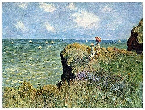 ArtPlaza Monet Claude Walk on the cliffs  Decorative Panel, Wood MDF, Multicolour, 80x60 Cm