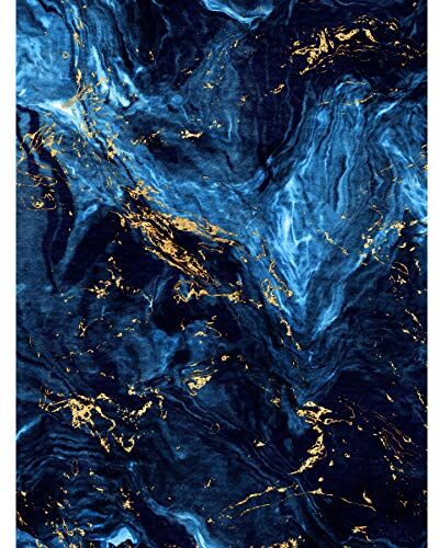 Wee Blue Coo Abstract Dark Blue Gold Swirl Large Wall Art Print Canvas Premium Poster Astratto Blu Oro Parete Manifesto