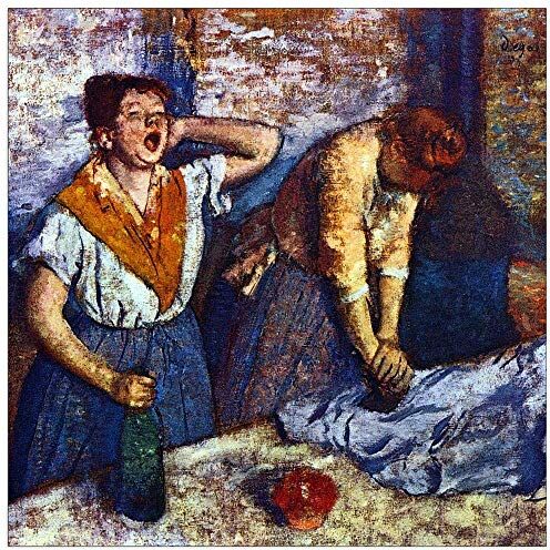 ArtPlaza Degas Edgar Two cleaning women Decorative Panel, Wood MDF, Multicolour, 70x70 Cm